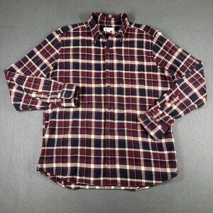 GAP‎ Flannel Shirt Mens Large Red Plaid Long Sleeve Button Down Casual Shirt